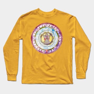 Angel with Stars Watercolor Mandala Long Sleeve T-Shirt